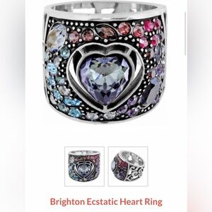 Brighton Ecstatic Heart Ring SZ GUC Multicolor Swarovski crystals